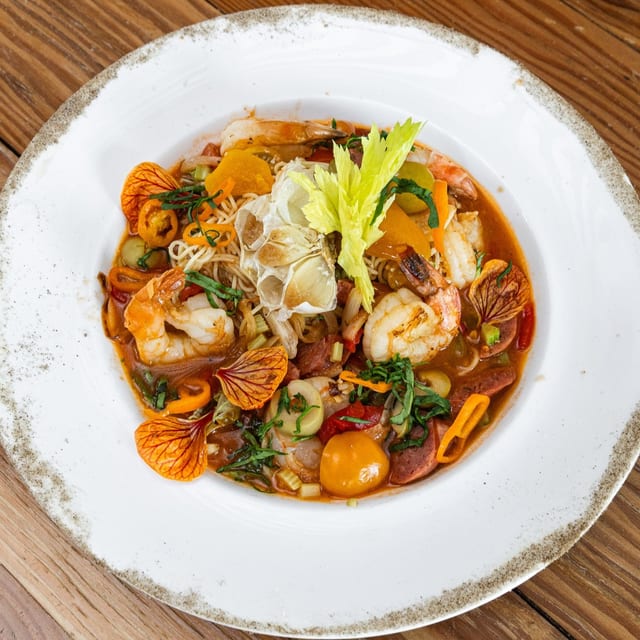 Bloody Mary Shrimp & Angel Hair.