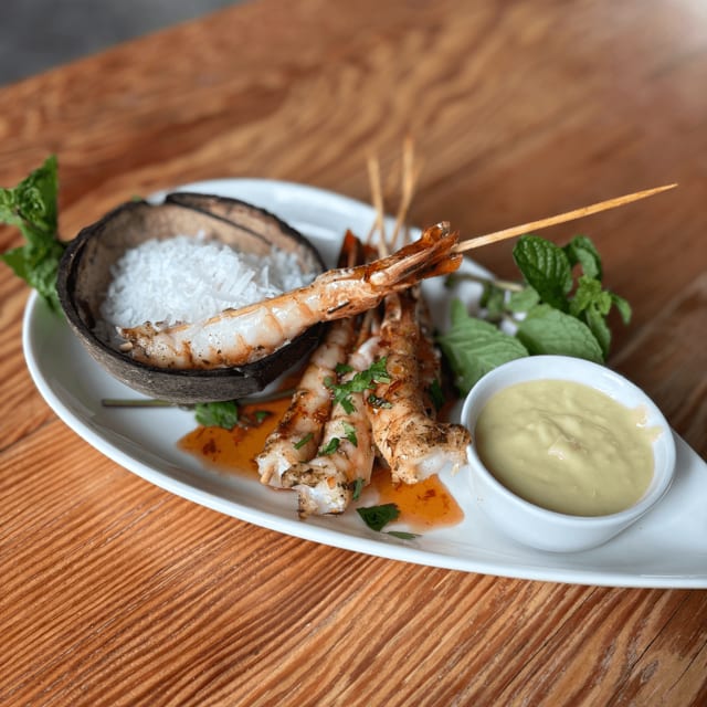 Coconut Shrimp Satay.