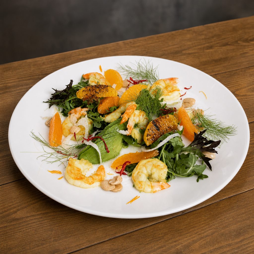 Saffron-Poached Shrimp.