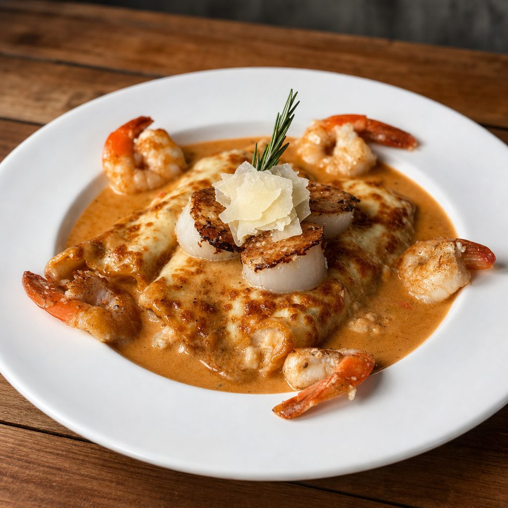 Seafood Manicotti.