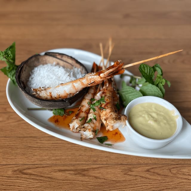 Coconut Shrimp Satay.
